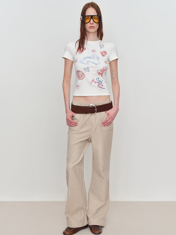 3D Animal Print Embroidered T-Shirt