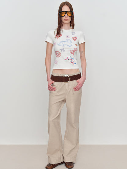 3D Animal Print Embroidered T-Shirt