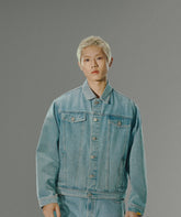 Text Embroidered Denim Jacket - CHINASQUAD