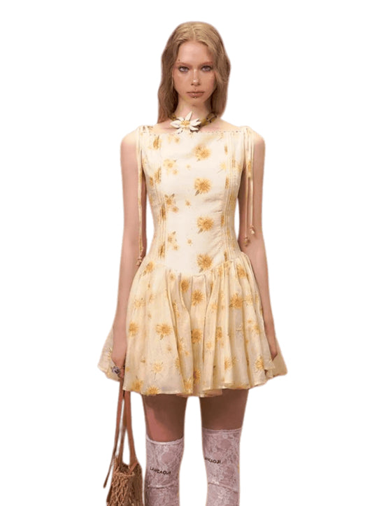 Floral One-Shoulder A-Line Mini Dress