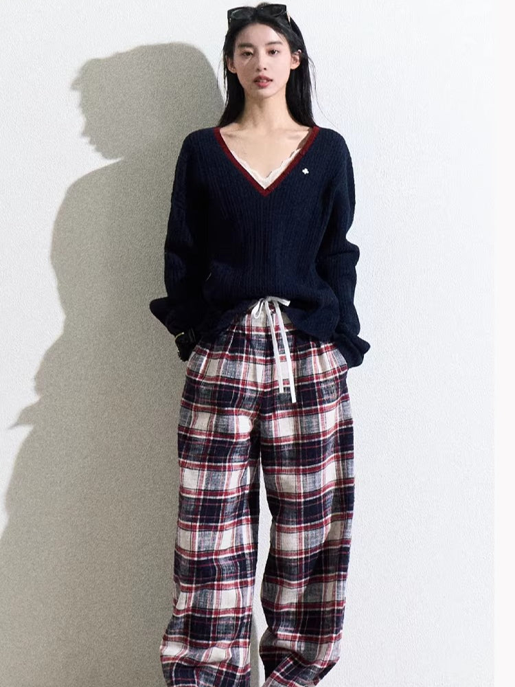 Ribbed Cable-Knit Wool-Blend V-Neck Top