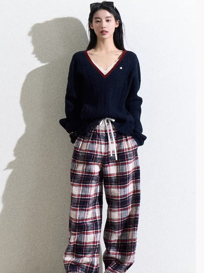 Ribbed Cable-Knit Wool-Blend V-Neck Top