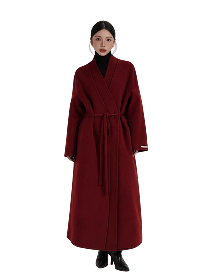 Elegant Double-Faced Wool Long Coat