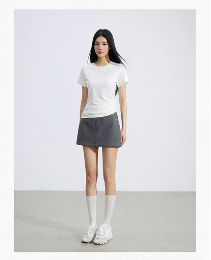 Asymmetric Layered Slim-Fit Short Sleeve T-Shirt