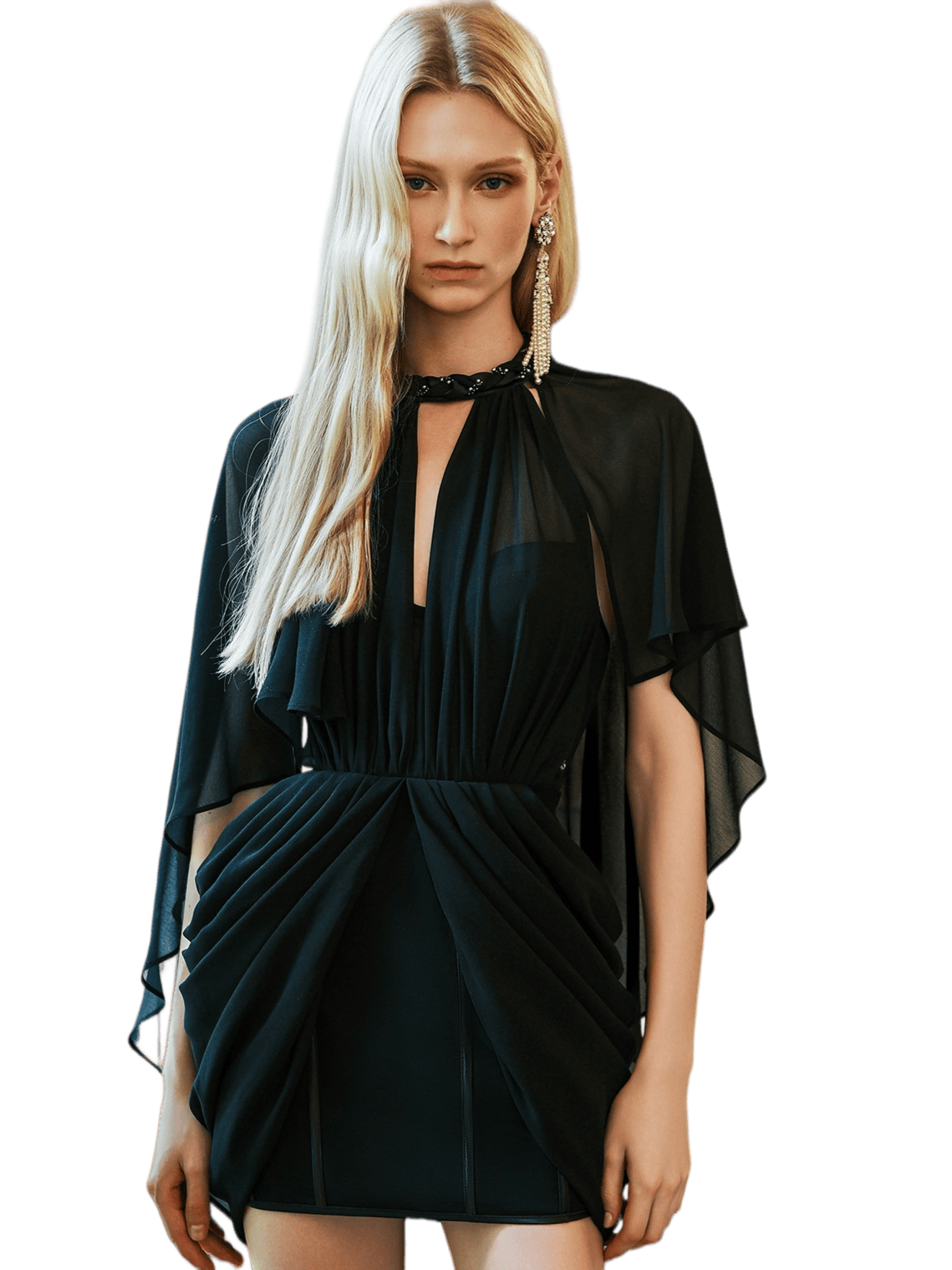 Draped Shawl Detail Halter Corset Dress