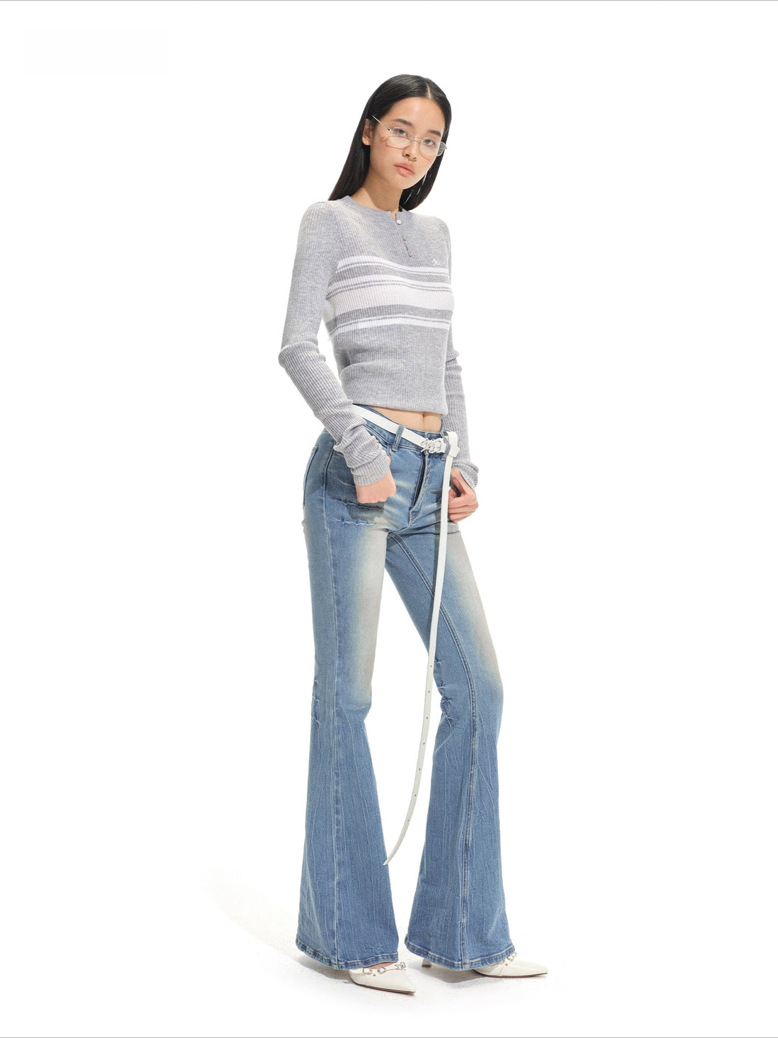 Marina Bay Striped Wool Knit Crewneck