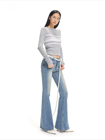 Marina Bay Striped Wool Knit Crewneck