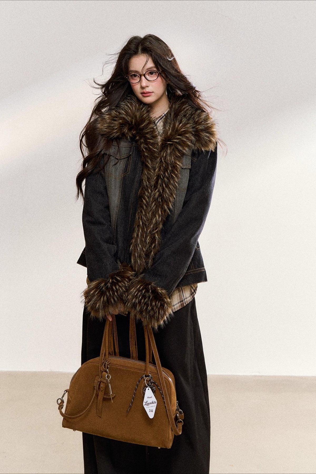Faux Fur Trim Denim Jacket