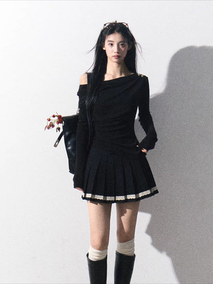 Vintage Preppy Low-Rise Pleated Mini Skirt