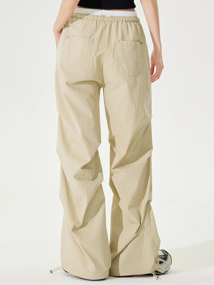 Lace Paneled Pleated Wide-leg Pants - CHINASQUAD