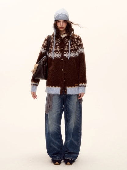 Vintage Washed Distressed Wide-Leg Jeans