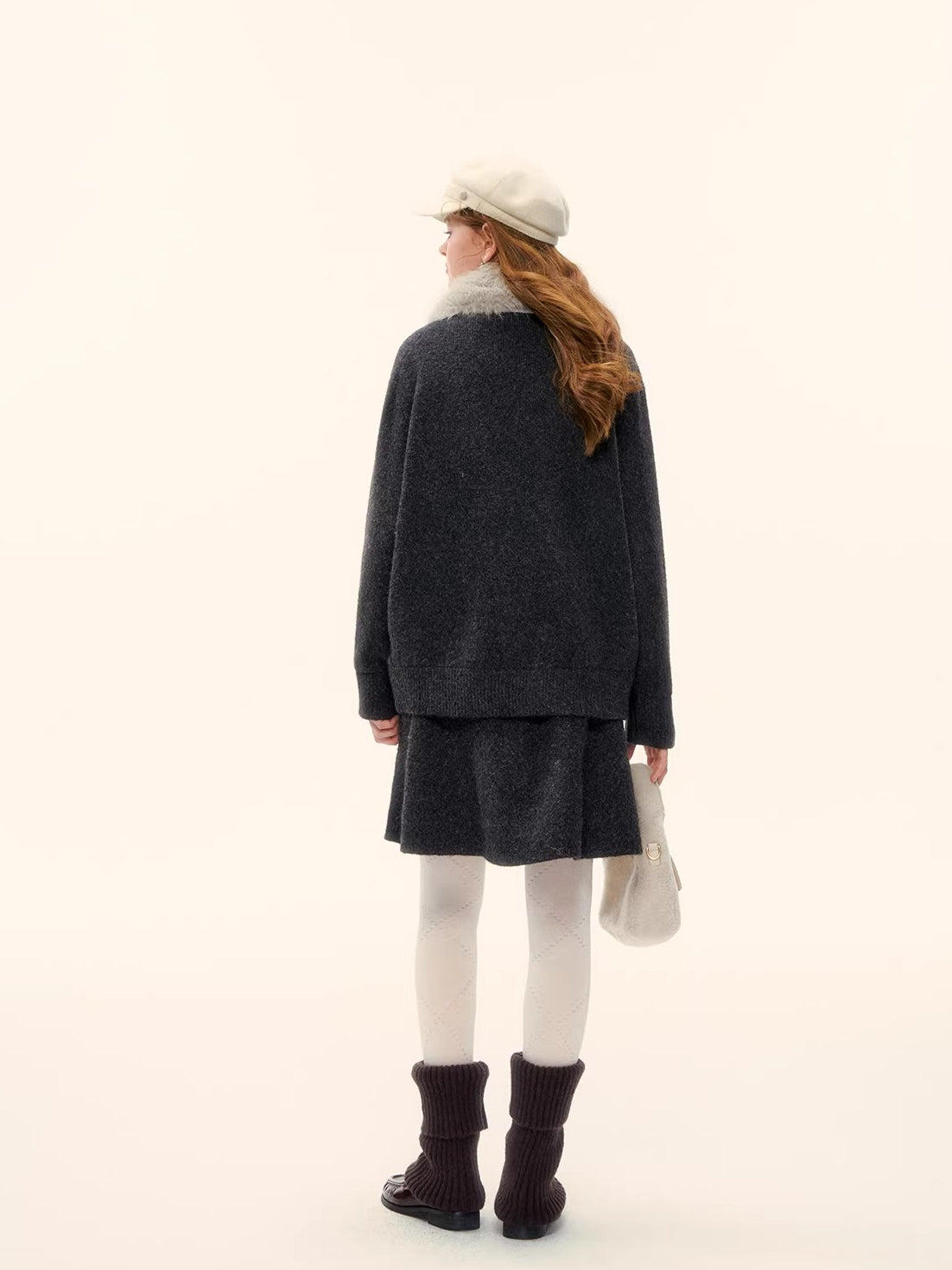 Wool-Blend Zip-Up Knit Jacket