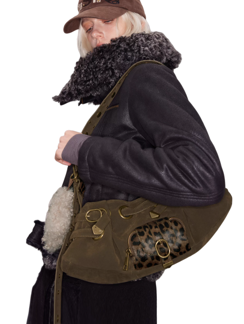 Haircalf Leather Underarm &amp; Crossbody Bag