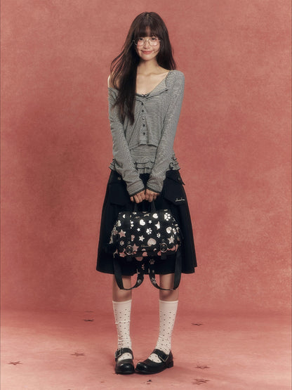 Silver-Stamped Matte Square Backpack