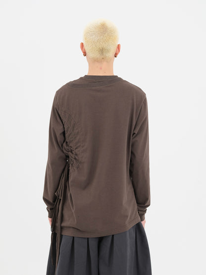 Ochre &amp; Light Brown Drawstring Long-Sleeve T-Shirt