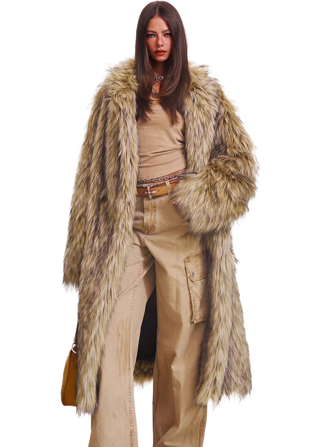 Cross Relic Wilderness Hunter Long Faux Fur Coat