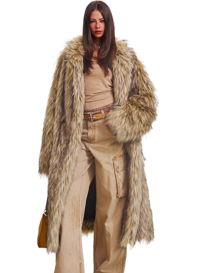 Cross Relic Wilderness Hunter Long Faux Fur Coat