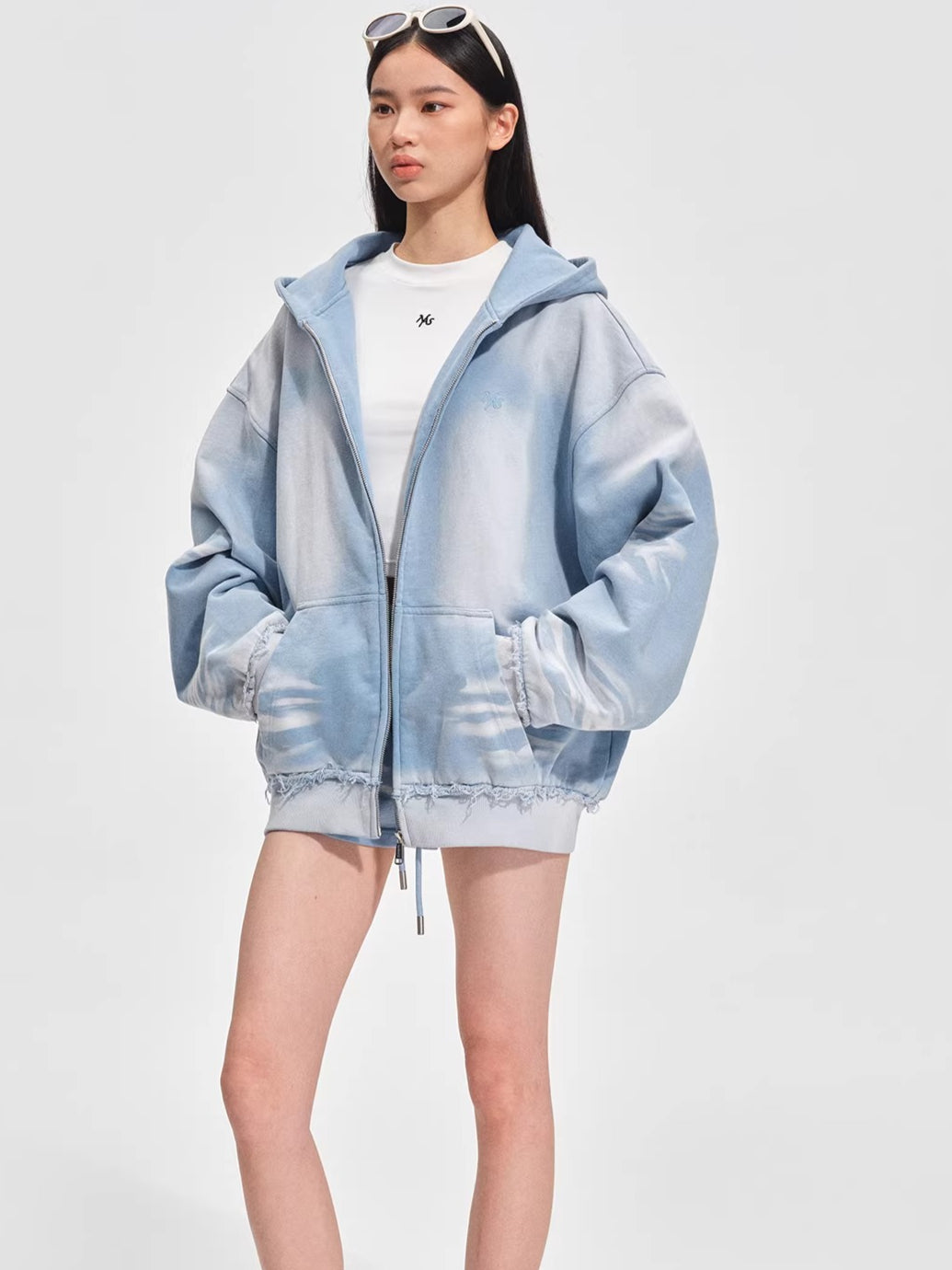 Vintage-Washed Oversized Hooded Sweatshirt