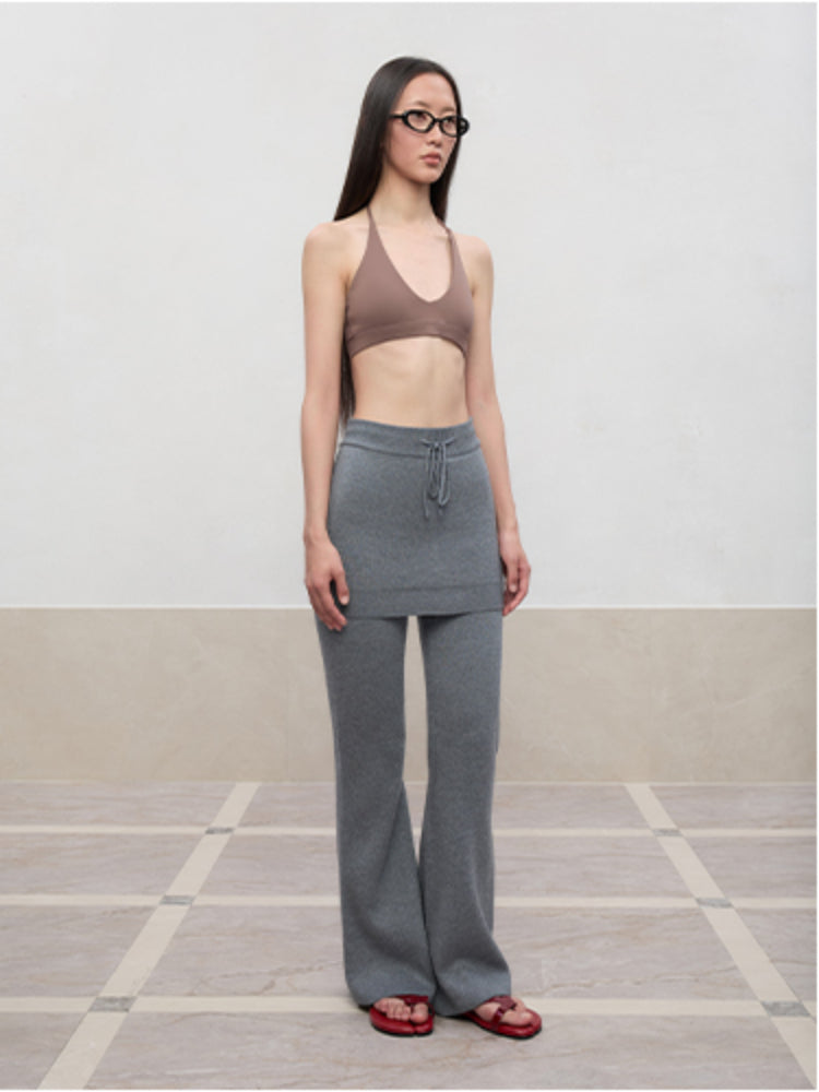 Layered Color Blocking U-Neck Halter Vest