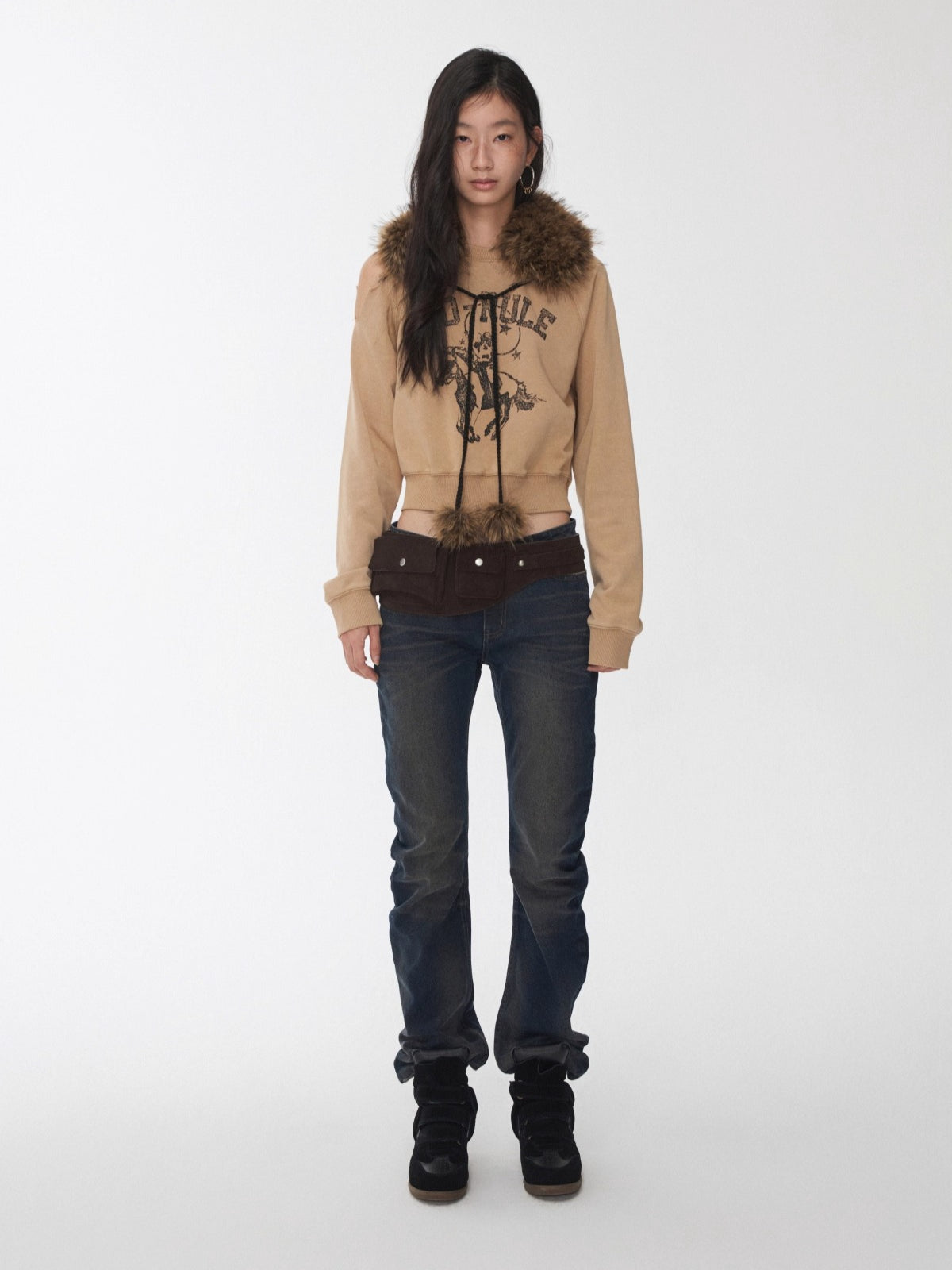 Reversible Faux Fur Pom-Pom Ear Muff Collar