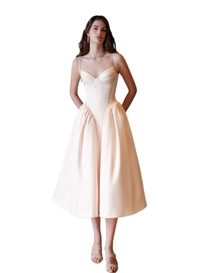 Satin Bow Detail Midi Dress