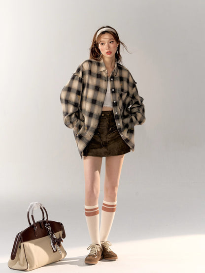 Black &amp; Blue Vintage Plaid Shirt - CHINASQUAD