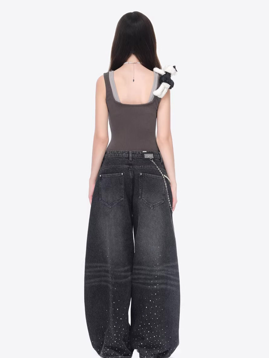 Gemstone-Collar Fitted Cropped Camisole