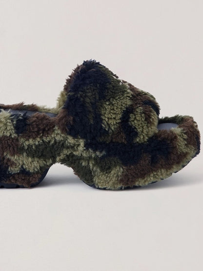 Cross Relic Shearling Heel Mules