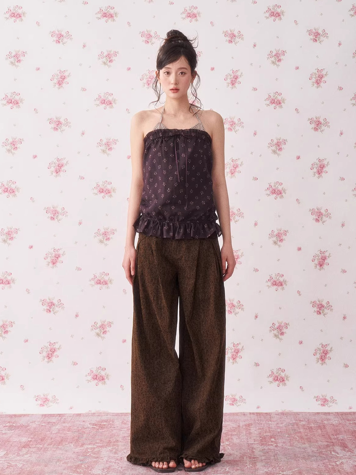 Vintage Floral Halter Tie Camisole