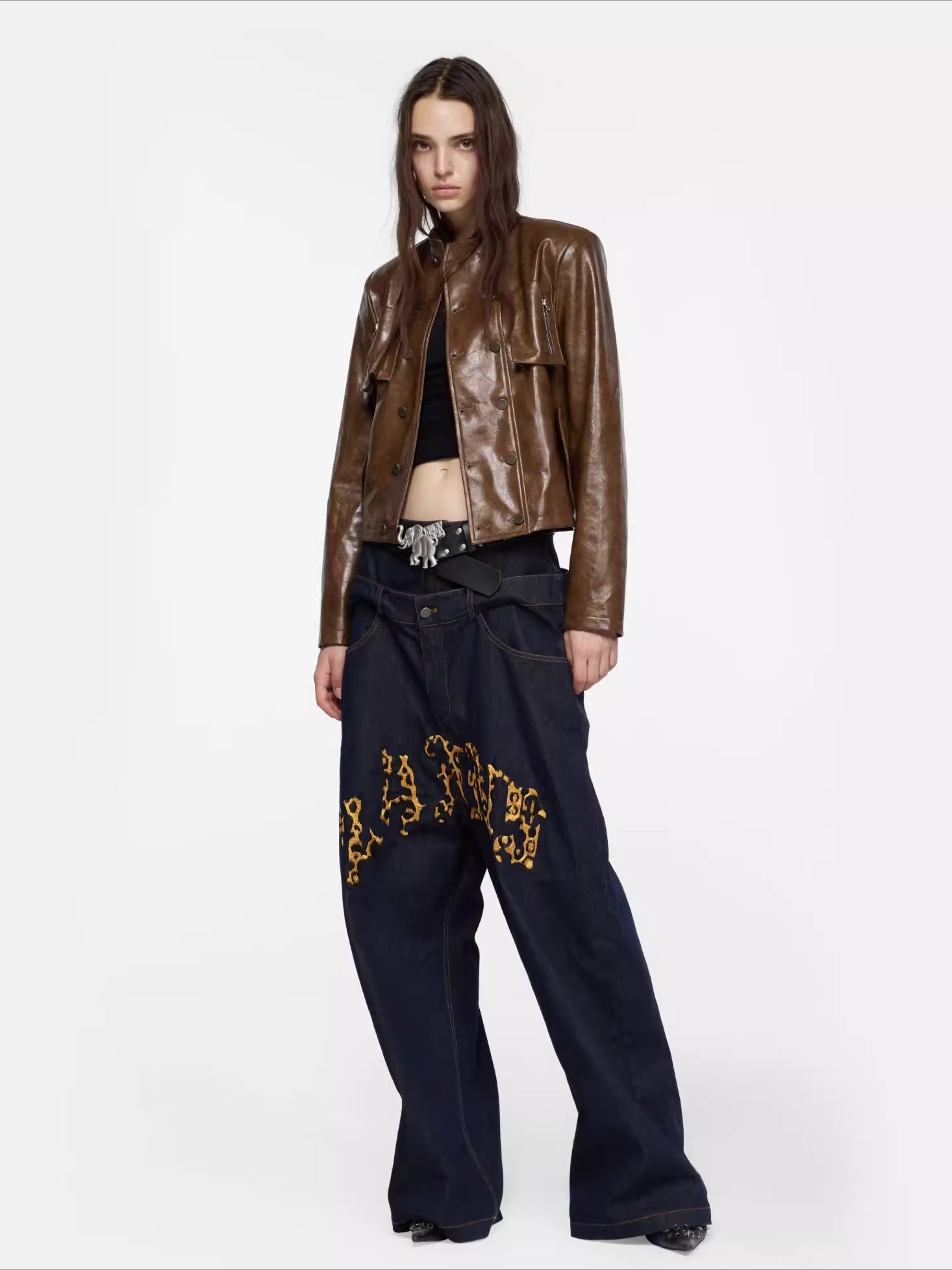 Chinese Punk Faux Leather Jacket