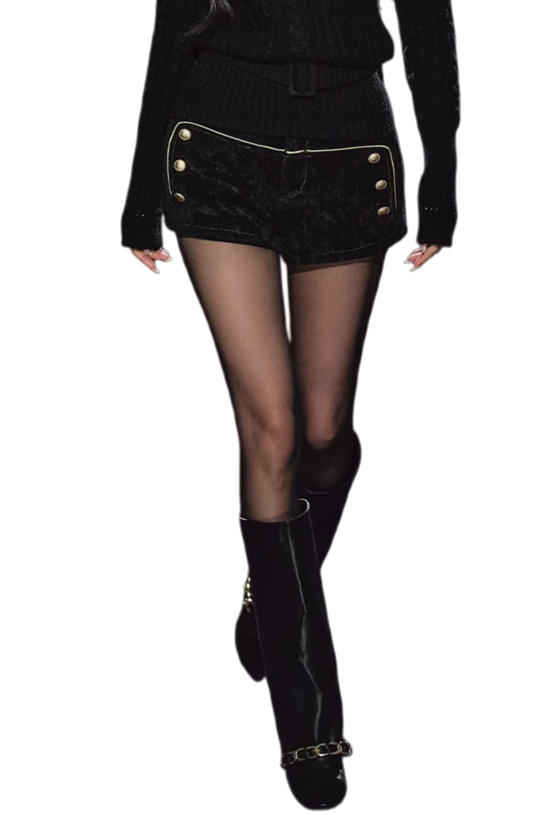 High-Density Corduroy Double-Breasted Slim Shorts