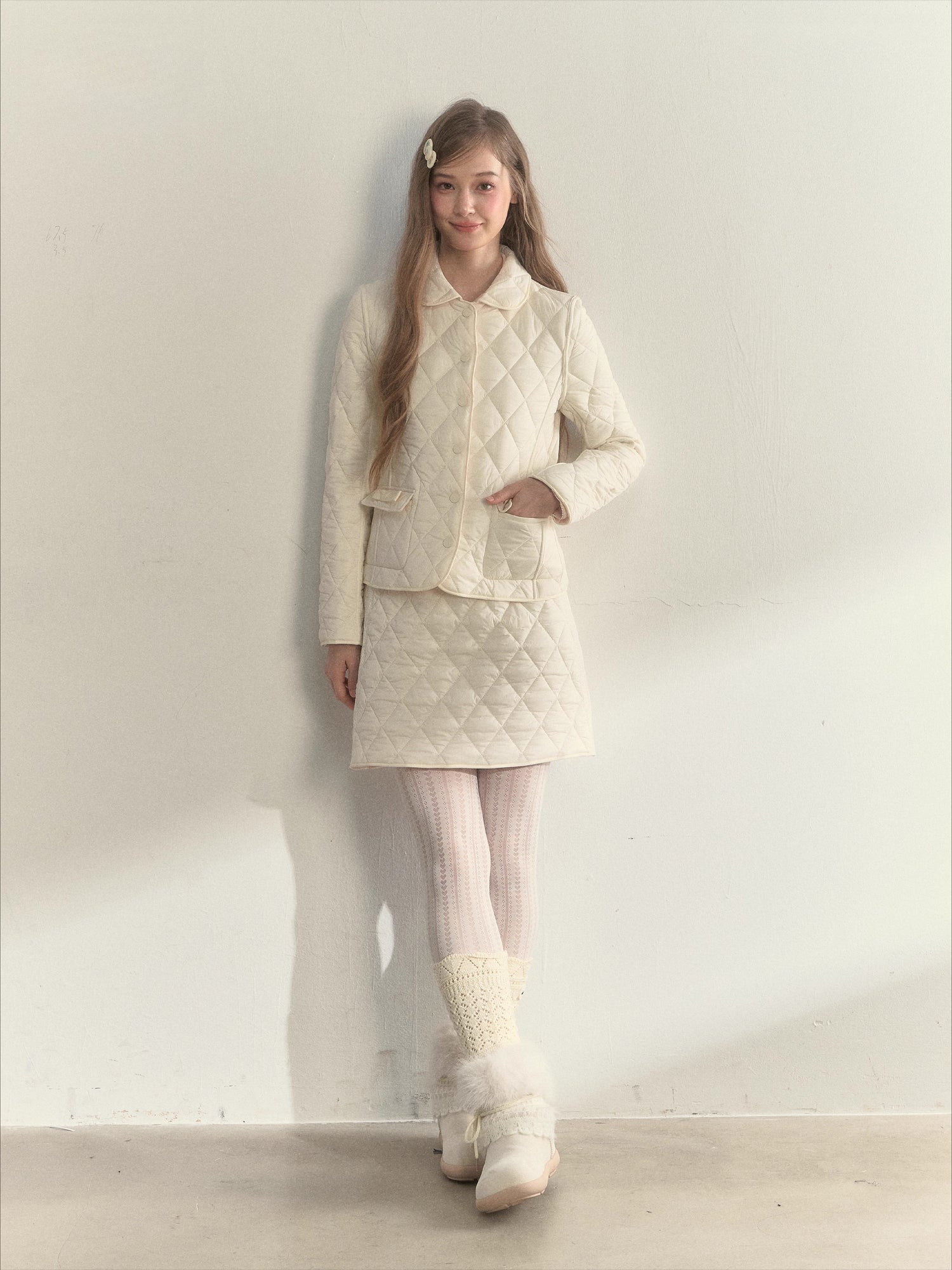 Reversible Quilted Doll Collar Jacket &amp; Skirt Set