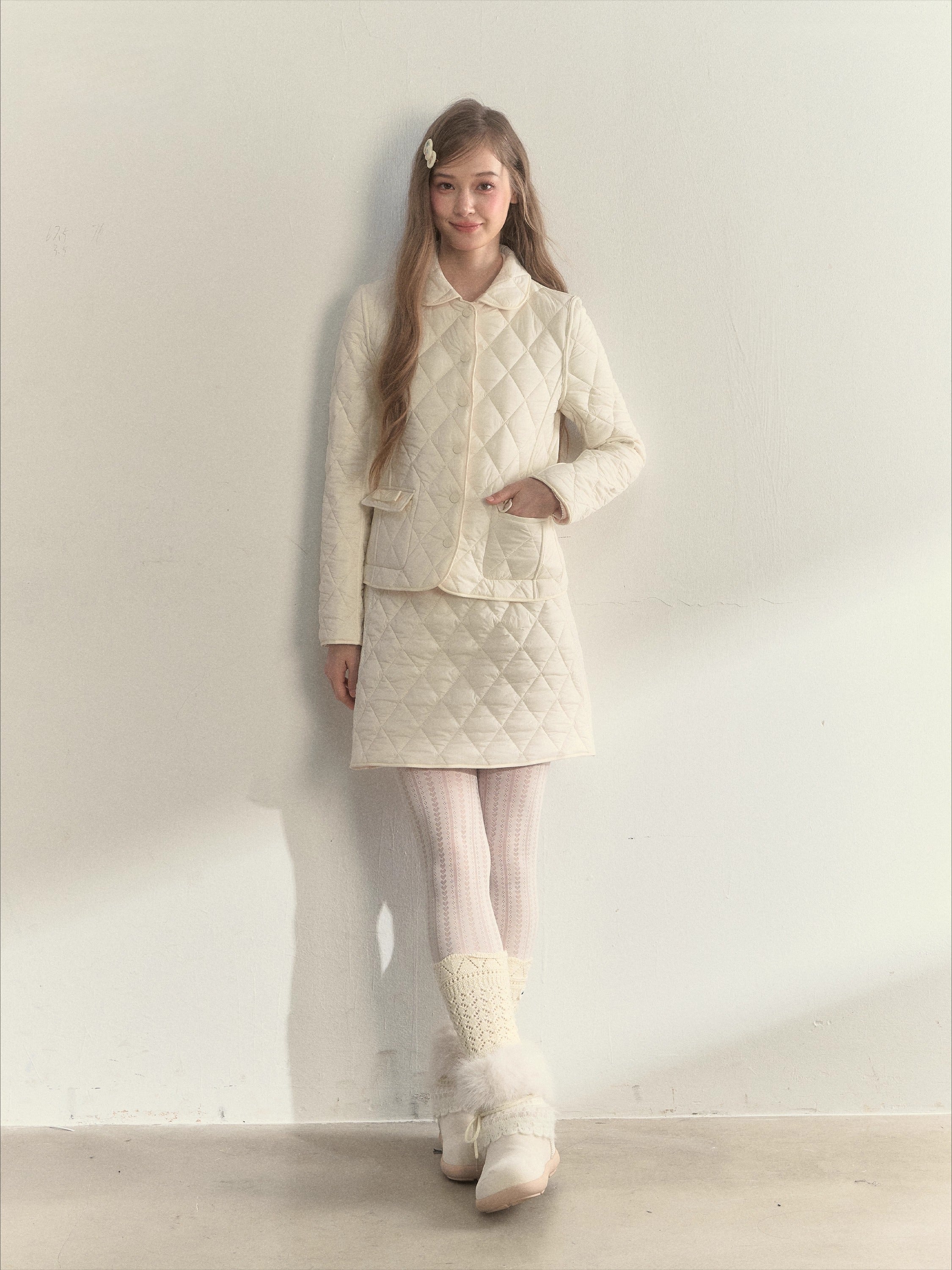 Reversible Quilted Doll Collar Jacket &amp; Skirt Set
