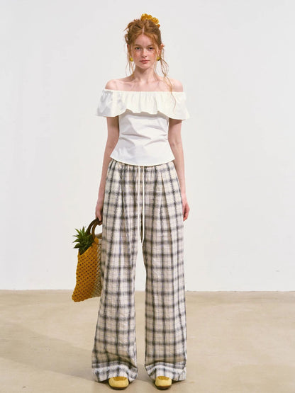 White Ruffled Off-Shoulder T-shirt