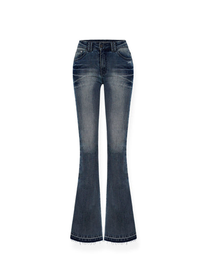 Washed Stretch Slim Flare Jeans