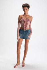 Pink Lace Ruffled Tank Top (including gloves) - CHINASQUAD