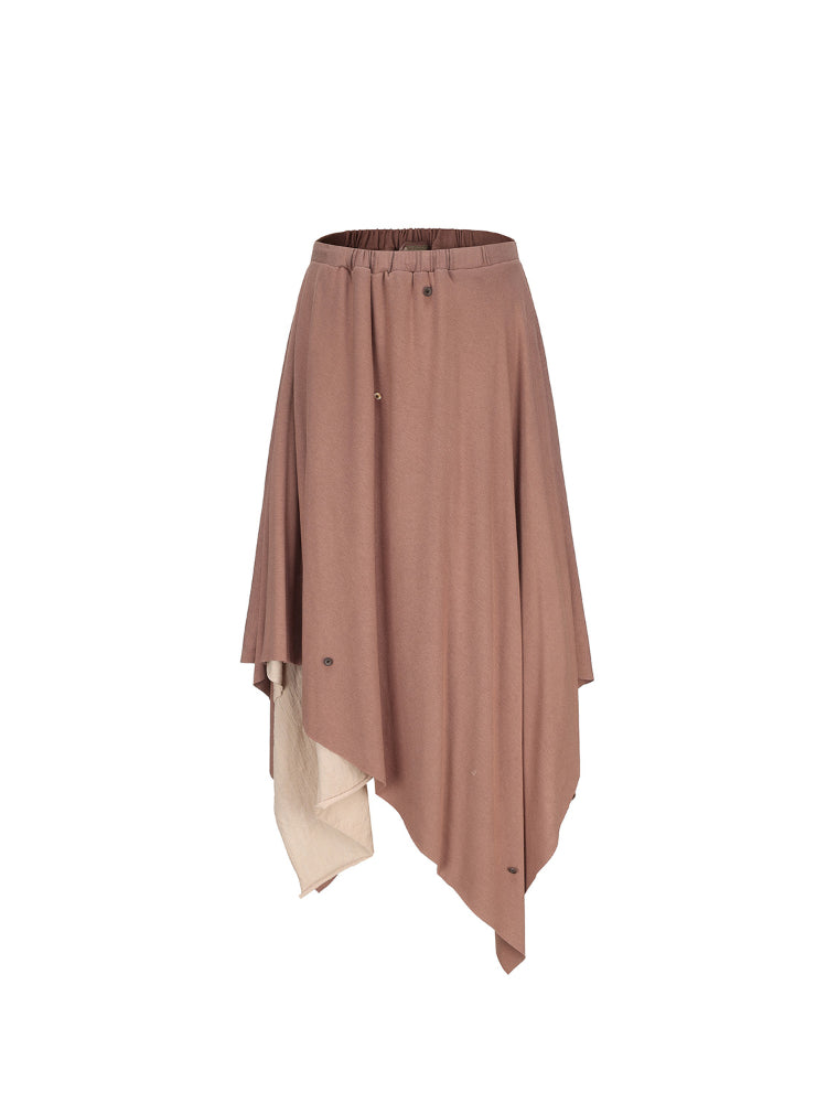 Nude Knitted Pointed Hem Skirt