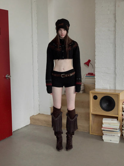 Fair Isle Pony Jacquard Knit Beanie