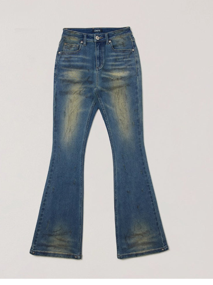 Desert Storm Hand-Painted Flared Jeans