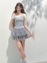 Off-shoulder Fake Three-piece Asymmetric Shoulder T - shirt - CHINASQUAD