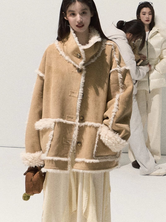 Faux Shearling Suede Jacket &amp; Vest