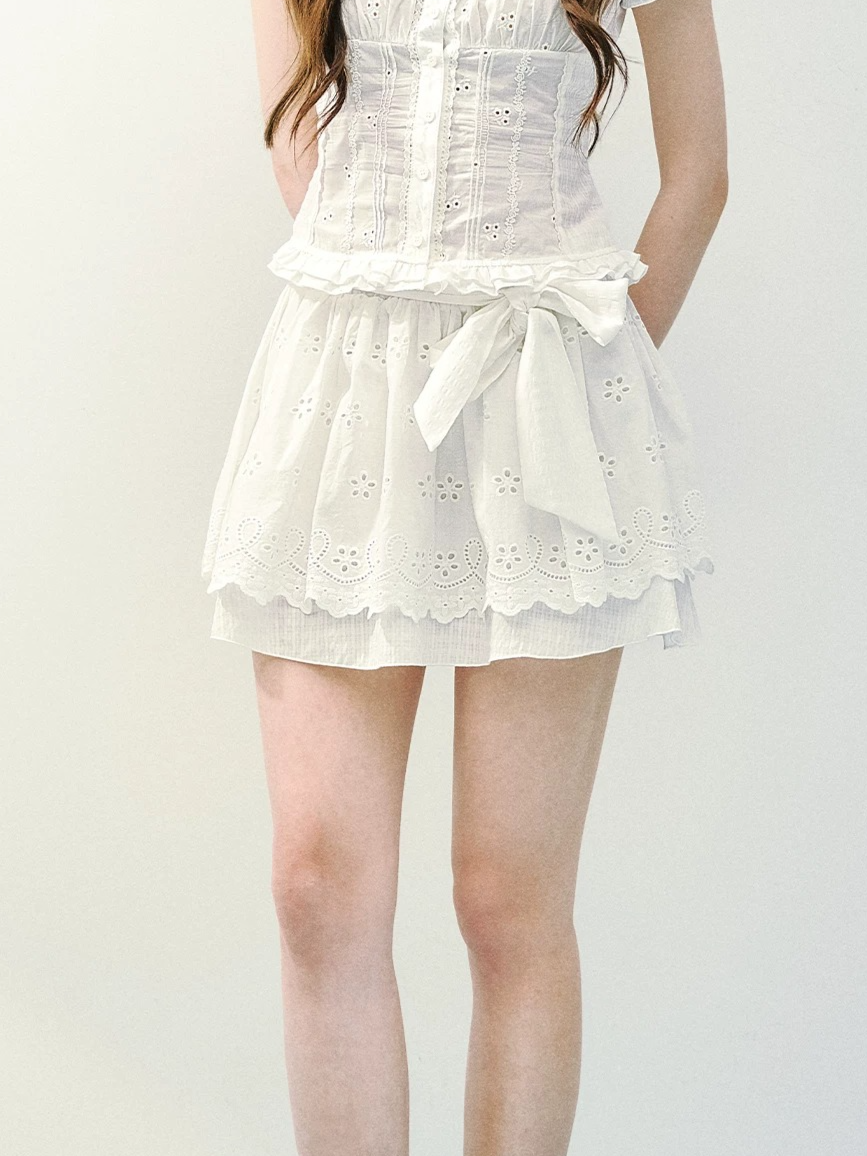 Vintage Plaid Lace Ribbon Two-Piece Set