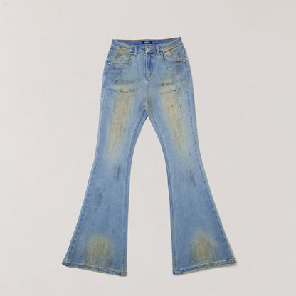 Desert Storm Hand-Painted Flared Jeans