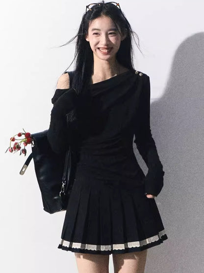 Vintage Preppy Low-Rise Pleated Mini Skirt