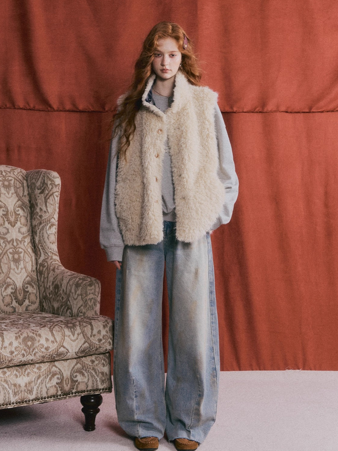 Reversible Plaid Fleece Button-Up Vest