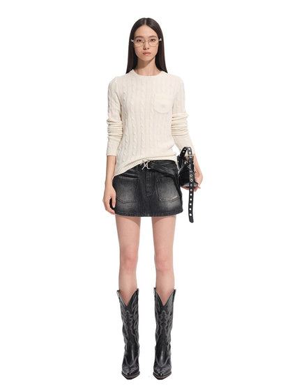 &quot;Djembe Series&quot; Wool Round Neck Slim Knit Crewneck - CHINASQUAD
