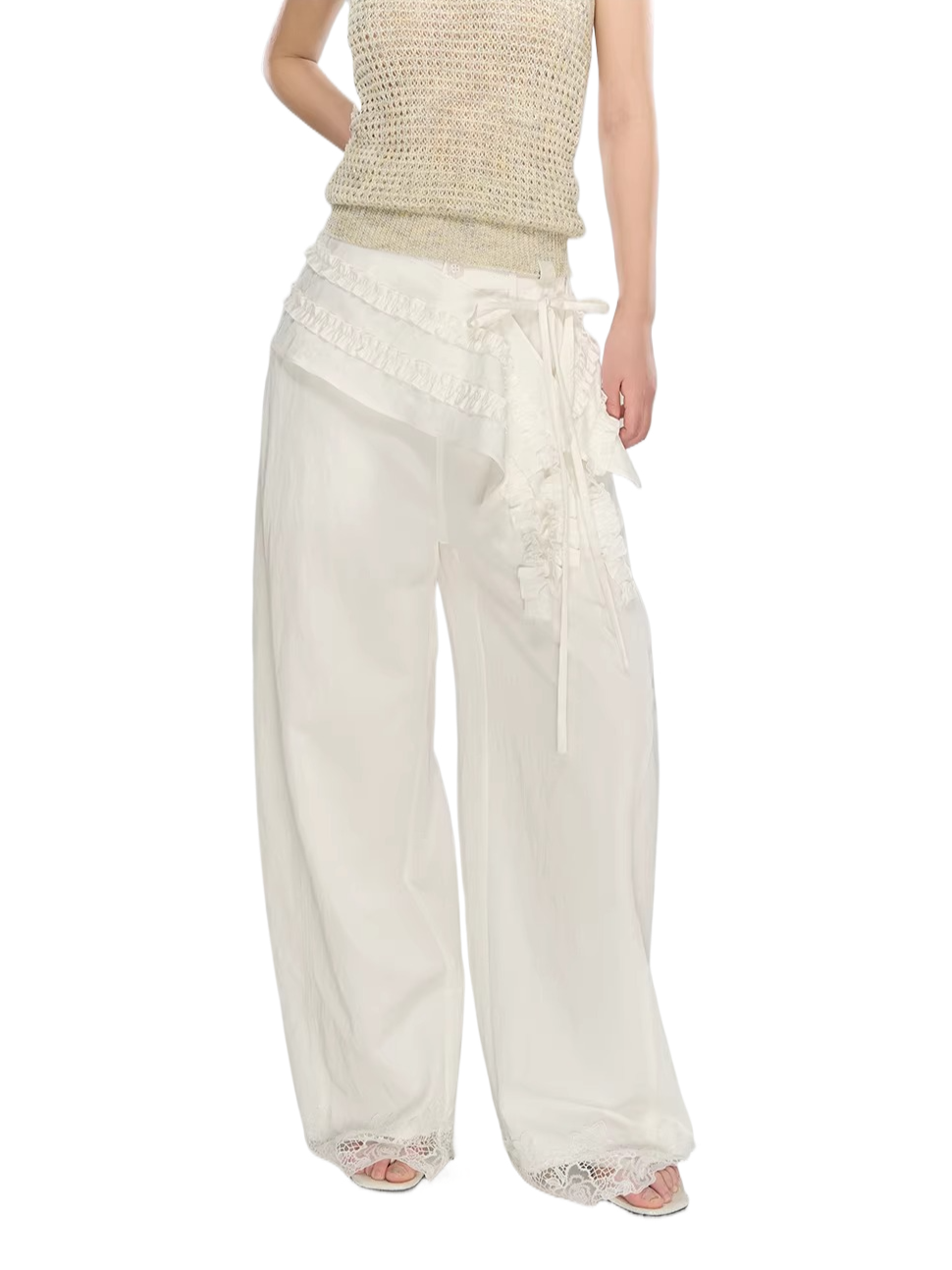 Detachable Lace Panel Tailored Trousers