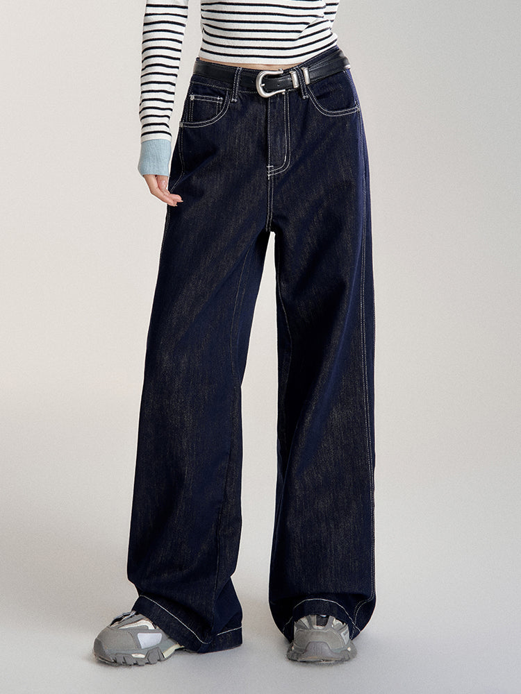 High-Waisted Zip Slim-FitFloor-Length Jeans