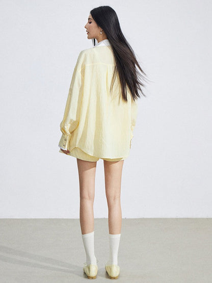 Layered Shirt and Shorts Two-Piece Set