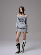 Off-Shoulder Printed Bodycon Dress - CHINASQUAD